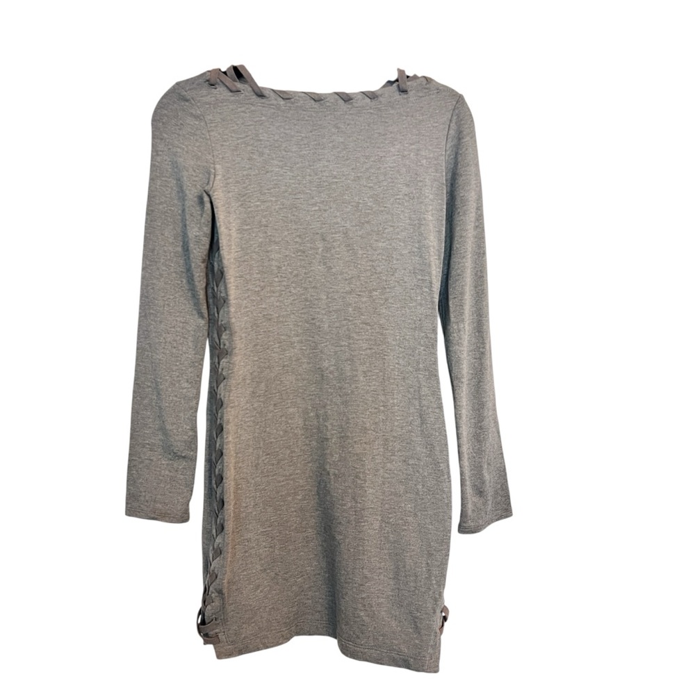 Bailey 44 Gray Knit Lace-Up Sweater Dress | Long Sleeve | Made in USA | Small